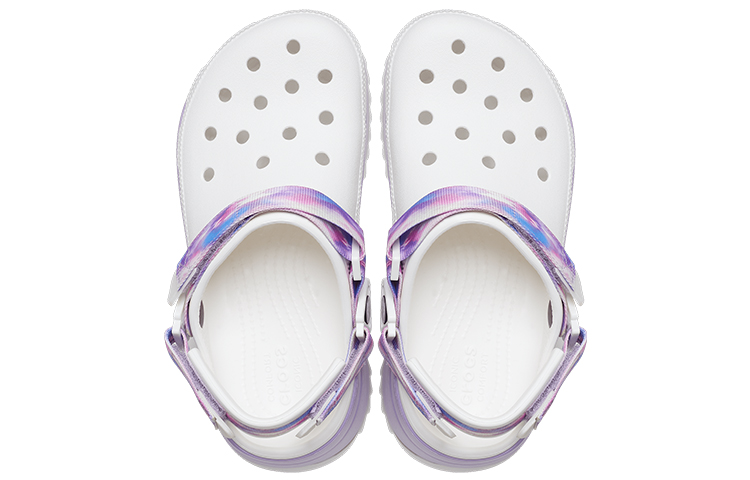 Crocs Classic Casual Unisex White Purple Sandals 'White Purple'