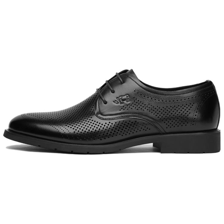 VOLO Rhino Summer Hollow Breathable Business Casual Versatile Genuine Leather Commuting Wedding Shoes Formal Leather Shoes Men's Black