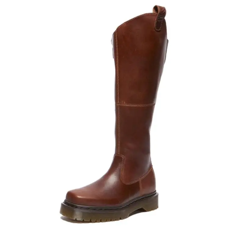 Dr.Martens Cow Leather Knee high Boots 3.5cm Women's Red Brown