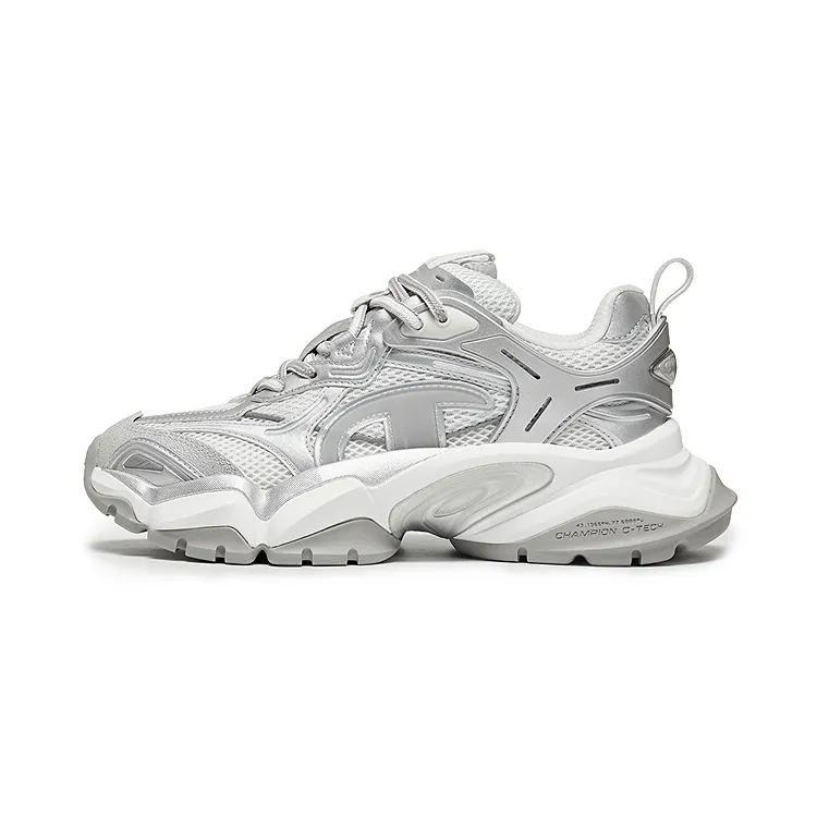 Champion Shark Tooth Shark Shoes Power Armor Low-top Casual Shoes Women's Photon Gray/Silver White