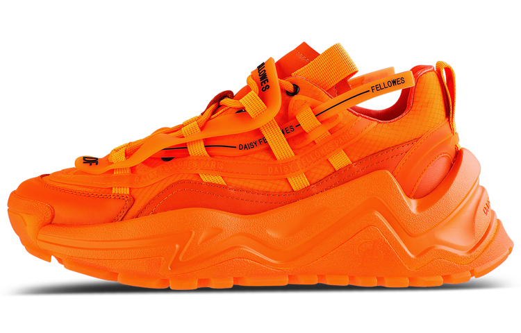 Daisy Fellowes Devil One Top Grain Cow Leather Mid top Chunky Sneakers Unisex Orange