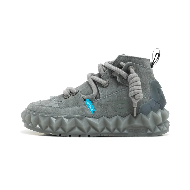 OETZI 7 Cow Suede Mid top Skateboard Shoes Unisex Dark Gray