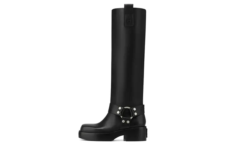 Naked Wolfe Desert Leather Knee high Boots 5CM Women's Black