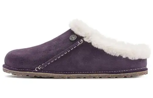 Birkenstock Suede Closed Toe Slippers Unisex Purple Regular