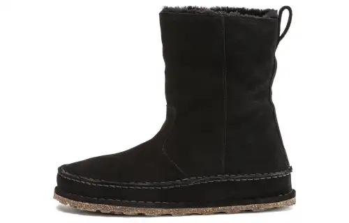 Birkenstock Suede Short Snow Boots Women's Black Regular