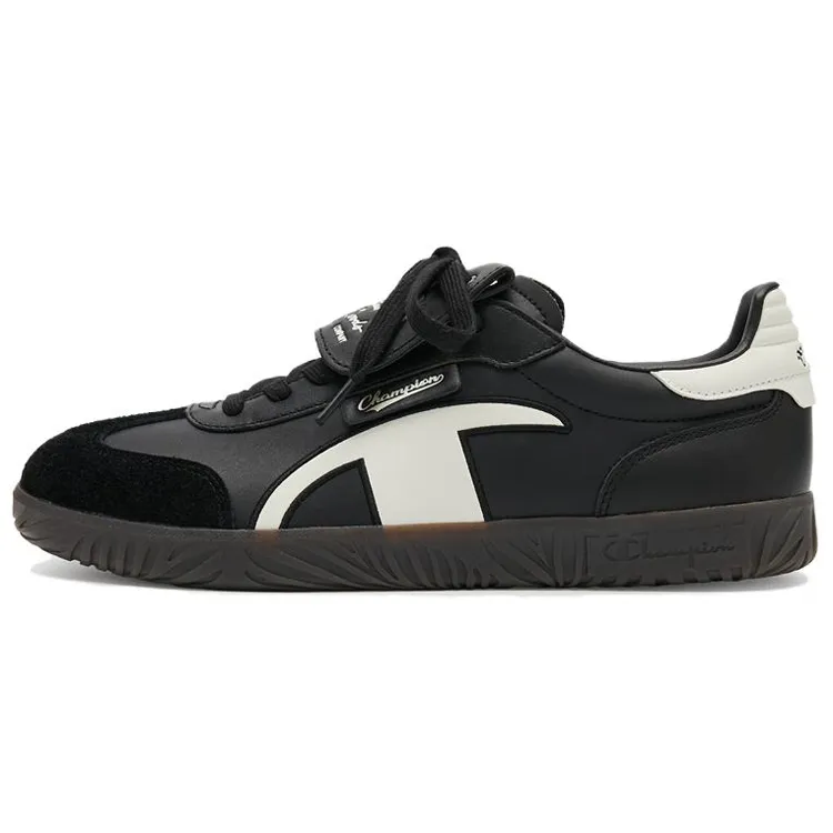 Champion Champ T Trainer T Shaped German Army Trainers Low top Skateboard Shoes Men's Black