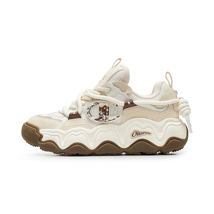 Champion Champ Lava Cake Synthetic Leather Low-top Casual Shoes Women's Light Bone/Milk White