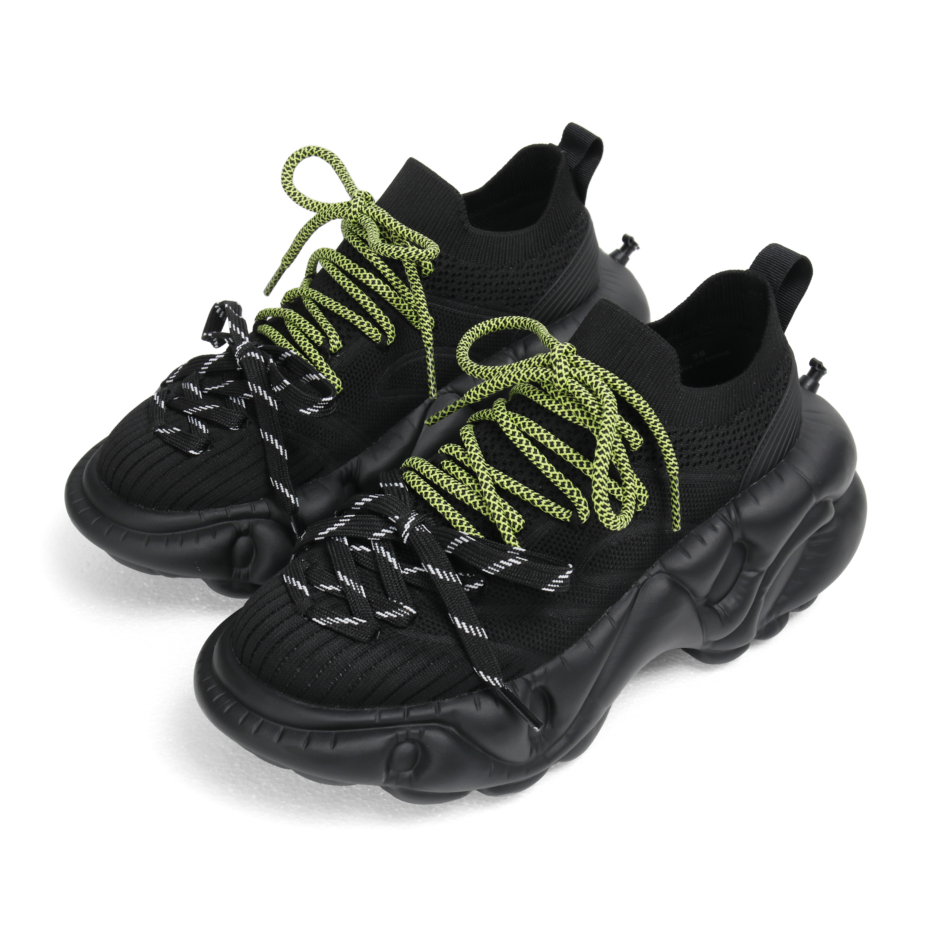 ZERO COSMOS Fabric Breathable Height Increasing Breathable Height Increasing Low top Chunky Sneakers Unisex Black