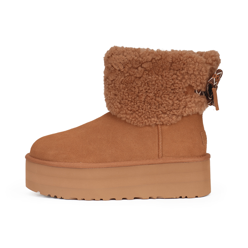 Женские сапоги UGG на платформе (коричневые)