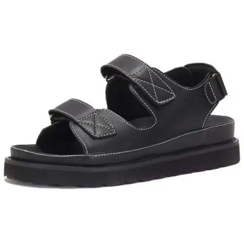 Teenie Weenie Microfiber Leather Beach Sandals Women's Black