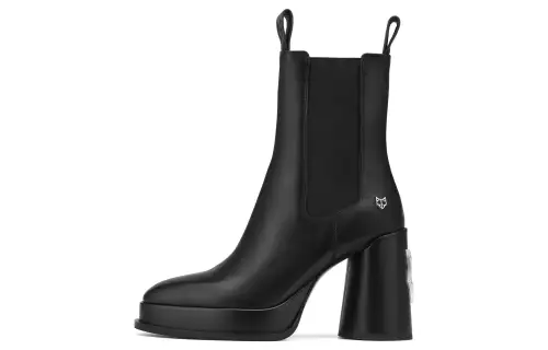 Naked Wolfe Cute Leather Short Chelsea Boots 10cm Women's Black