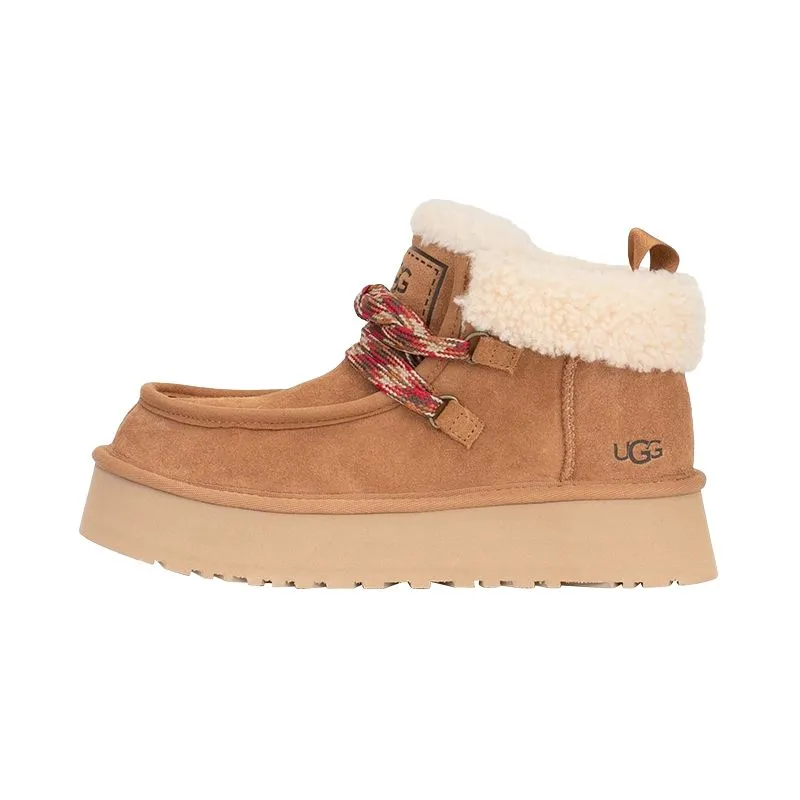UGG Thermal Abrasion Resistant Fleece Lined, Platform Minimalist Style Casual Short Snow Boots Women's Chestnut