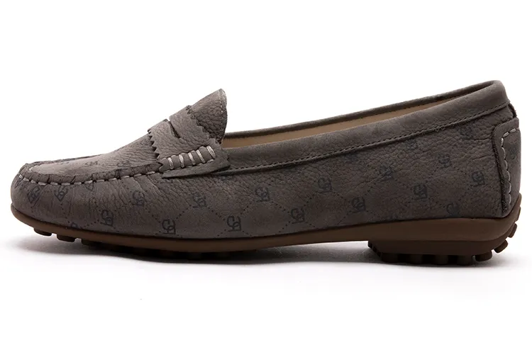 PACO GIL Cow Leather Loafers 1CM Women's Gray