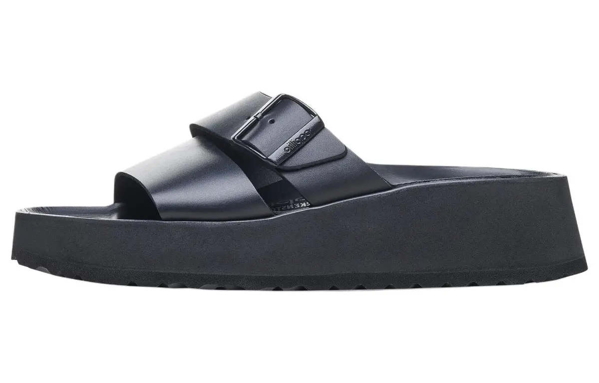 Birkenstock Leather Slide Slippers Women's Black