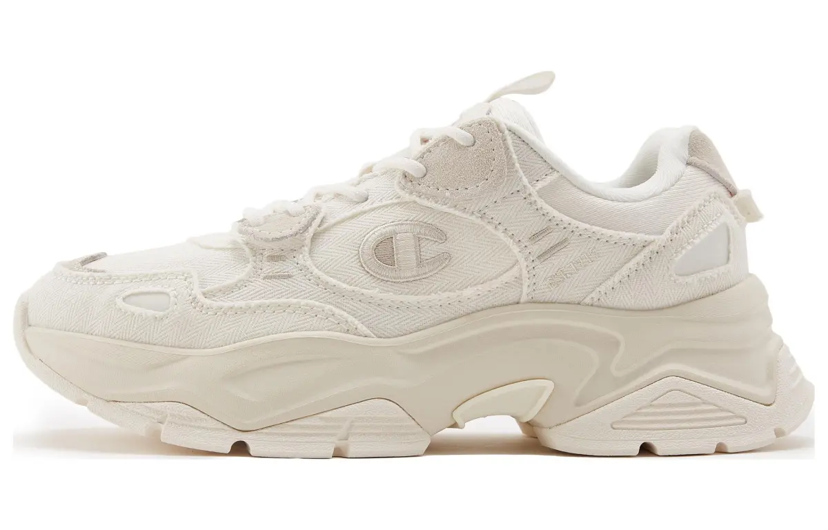 Champion Champ 19 Textile, Synthetic Leather Low top Chunky Sneakers Unisex Beige