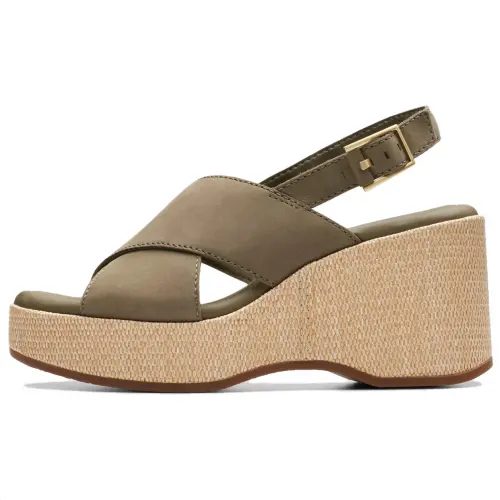 Clarks Suede One Strap Sandals 8.5cm Women's Olive