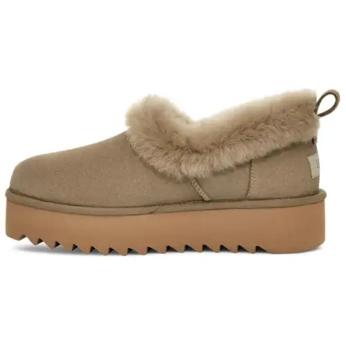 UGG Split cow leather, thick sole casual plus velvet, snow boots for women, antelope brown