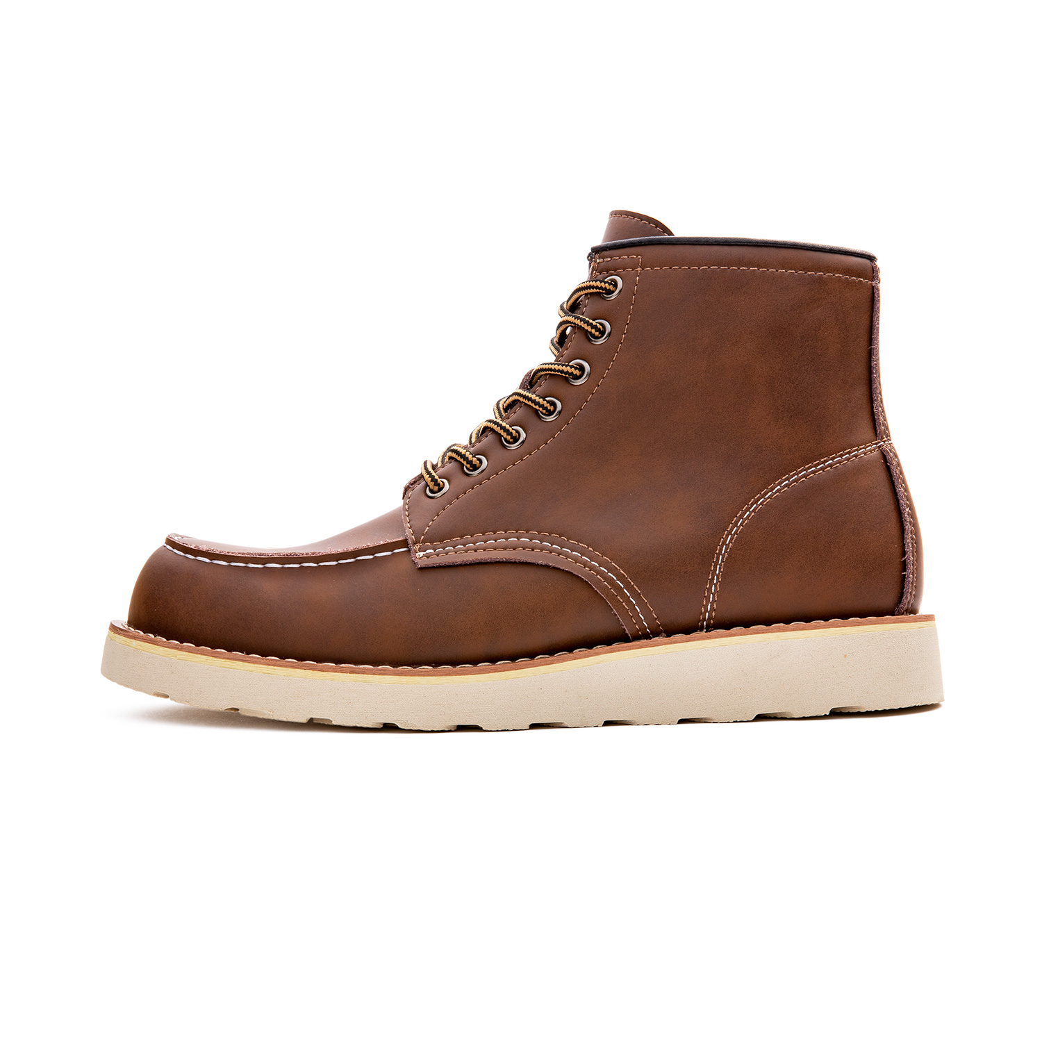 MADEN Amekaji 875 Cow Split Leather Ankle Length Combat Boots Men's Brown Fall