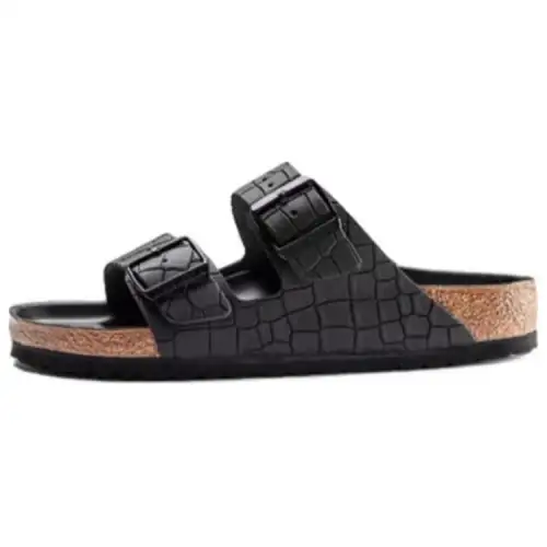 Birkenstock Arizona Rubber Sole Abrasion Resistant Slide Slippers Unisex Black Regular