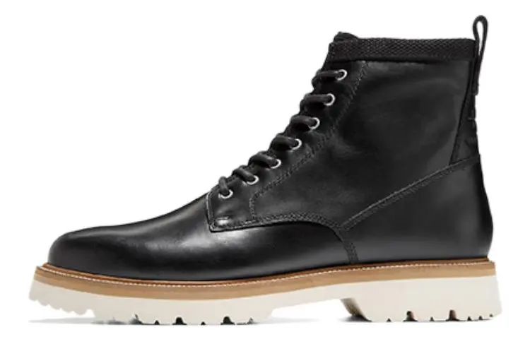 COLE HAAN Cow Leather Crew Combat Boots Men's Black