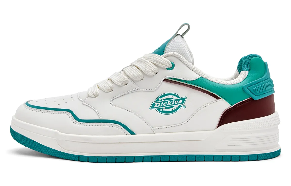 Dickies Textile, Synthetic Leather Low top Skateboard Shoes Men's White Lake Blue