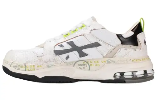PREMIATA Suede Minimalist Fashion Low top Skateboard Shoes Men's White Gray