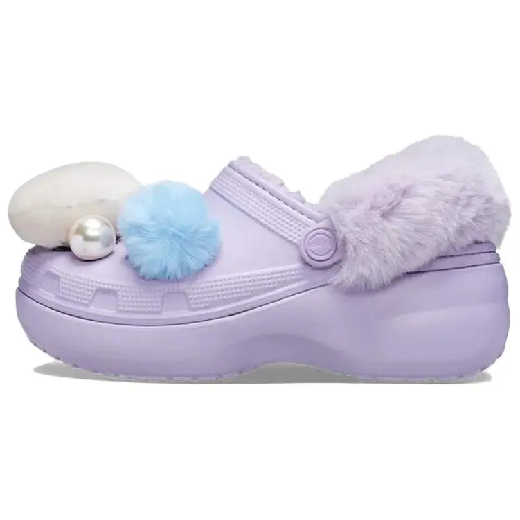 Crocs Fleece Lined Minimalist Style, Versatile Clogs Women's Light Purple