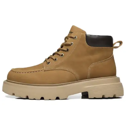 JANE HARLOW Top Grain Cow Leather Crew Combat Boots Men's Brown