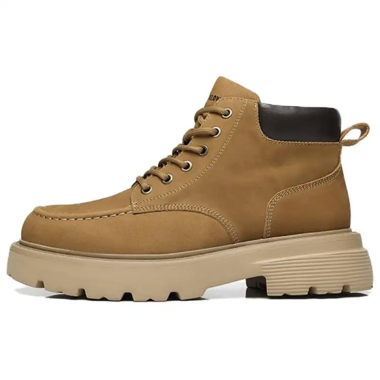 JANE HARLOW Top Grain Cow Leather Crew Combat Boots Men's Brown