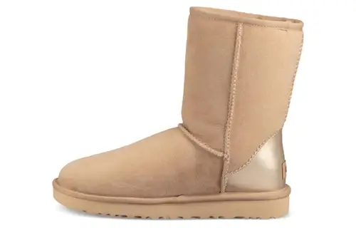 UGG Classic Short Ii Metallic Fleece Lined Cream Yellow Women's