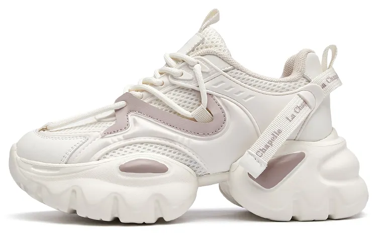 La Chapelle Synthetic Leather, Textile Lightweight Low top Chunky Sneakers Women's