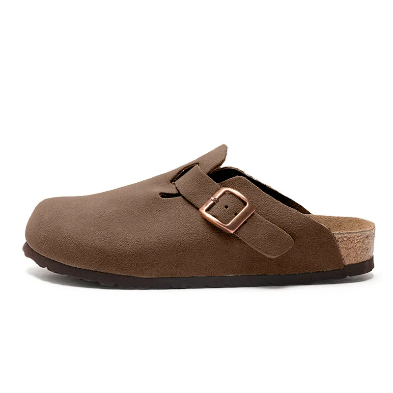 JEANSWEST Birkenstock Style Suede Cork, Fleece Lined, Slip on Home Outdoor Casual Slippers Vintage Couple Trendy Shoes