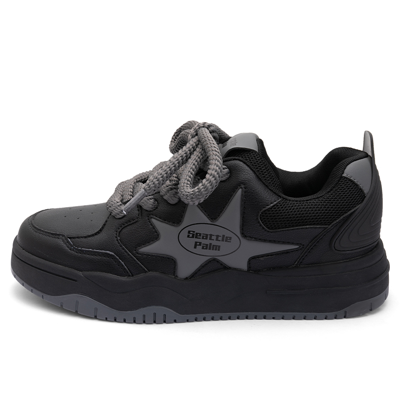 Seattle Palm Microfiber Leather Low top Skateboard Shoes Unisex Black