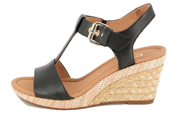 Gabor Leather One Strap Sandals 7.5cm Women's Black