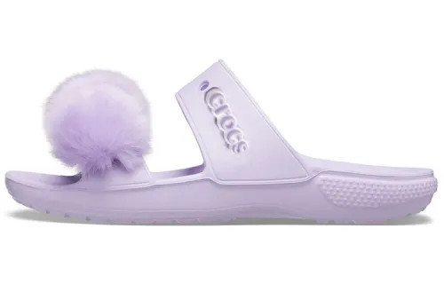 Crocs Classic Fur Sure Slip On Sandals 'Lilac' Women's