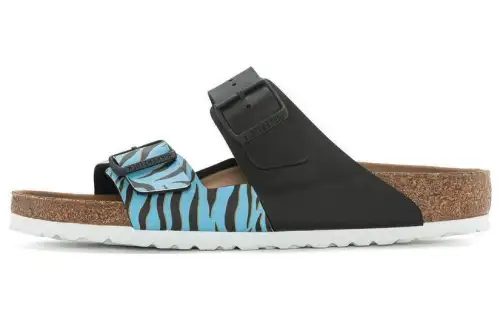 Birkenstock Synthetic Leather Slide Slippers Unisex Black Blue Regular