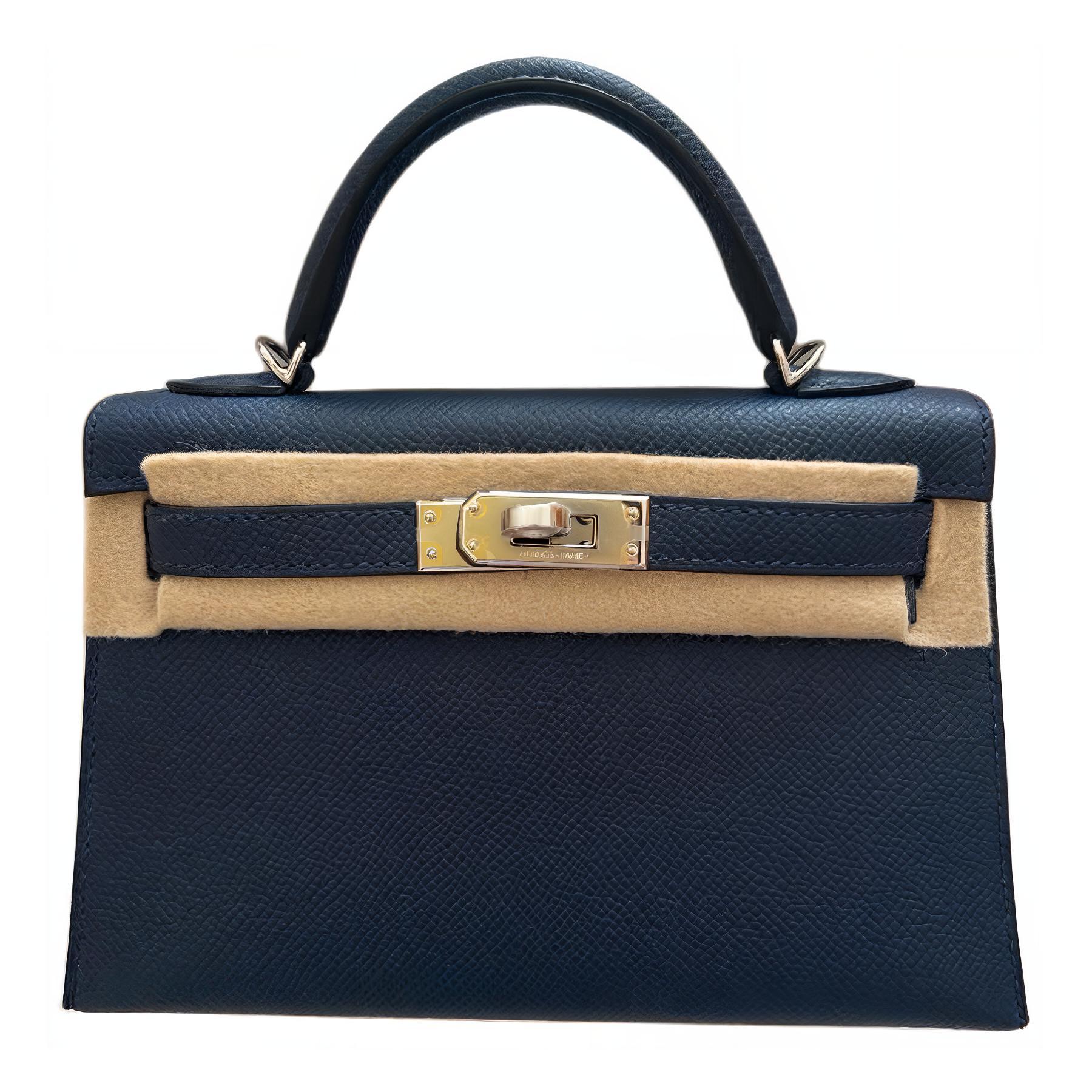 Женская сумка Hermes Mini Kelly II 19 (синяя)
