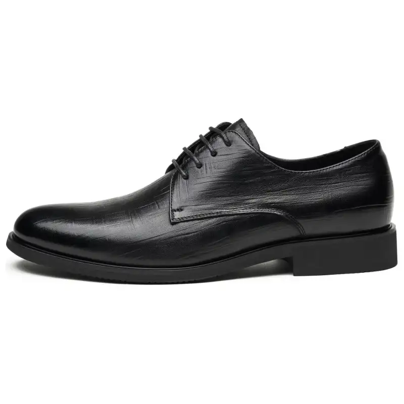 AOKANG cow leather business men's genuine leather pointed-toe lace-up British derby shoes groom's wedding shoes formal leather shoes men's black