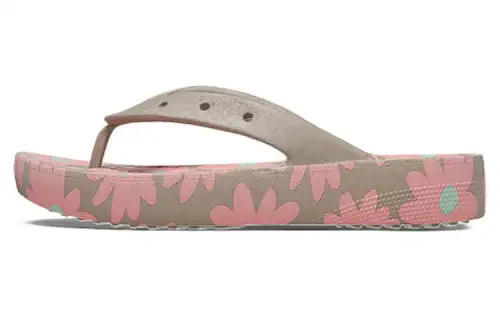 Crocs Breathable Flip Flops Low Heel Women's Light Brown Pink