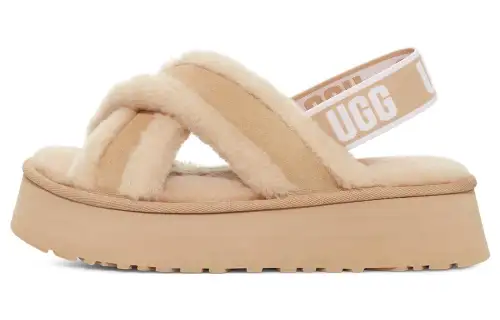 UGG DISCO Cow Split Leather Stylish Sandal Women's Light Taupe