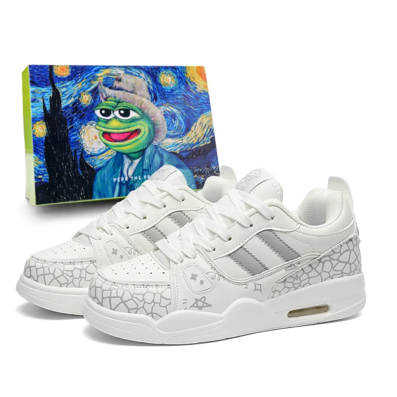 Fashionable trend retro breathable sports white shoes for students, shock-absorbing non-slip wear-resistant comfortable basketball low soft heel for men and women, city style, for beloved