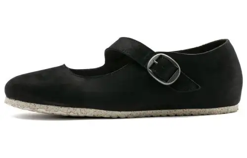 Birkenstock Nubuck Casual Shoes Women's Black Narrow