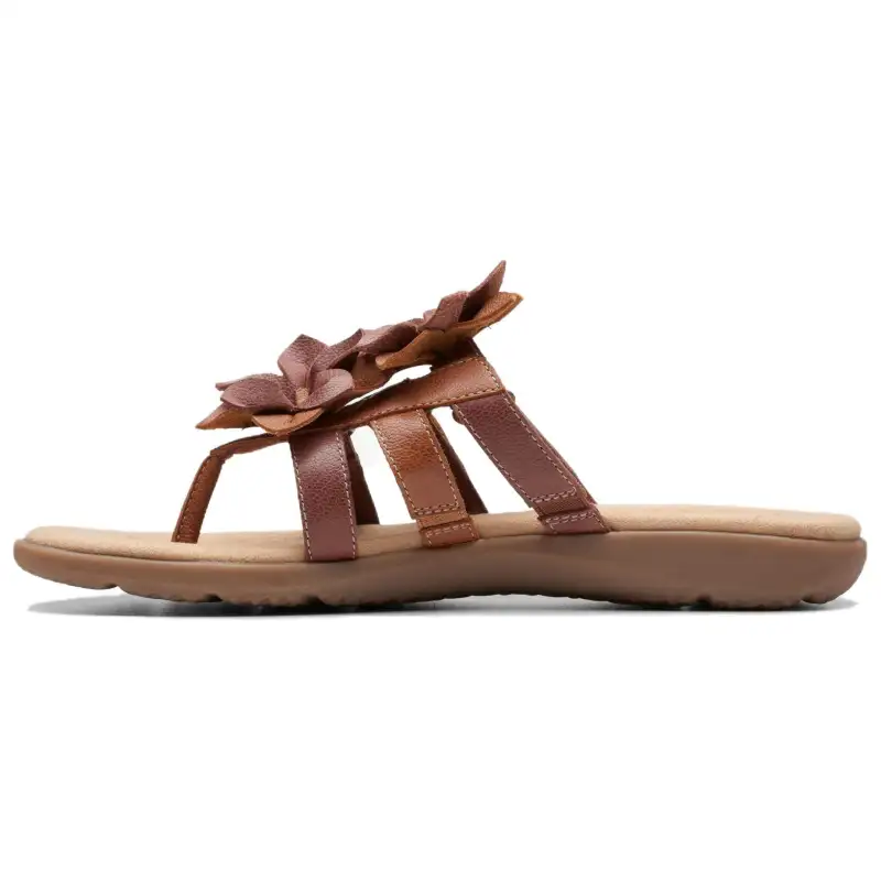Clarks Rubber Sole Slip Resistant Flip Flops Women's Tan