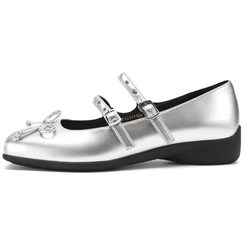 D FUSE SCANDINAVIA Flat Ballet Shoes Cow Split Leather Mary Jane Shoes Women's