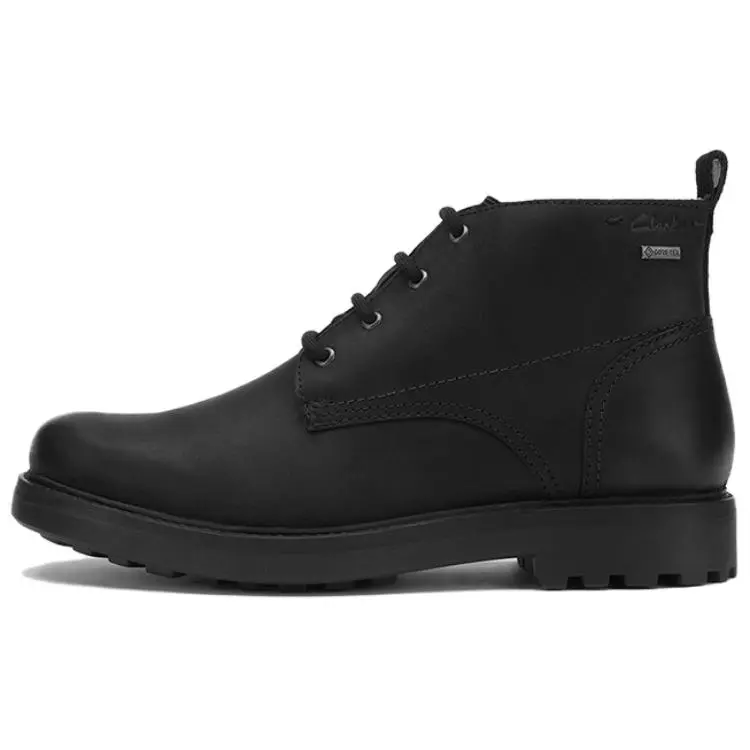 Clarks Chard Mid Gt Cow Leather Combat Boots Men's Black