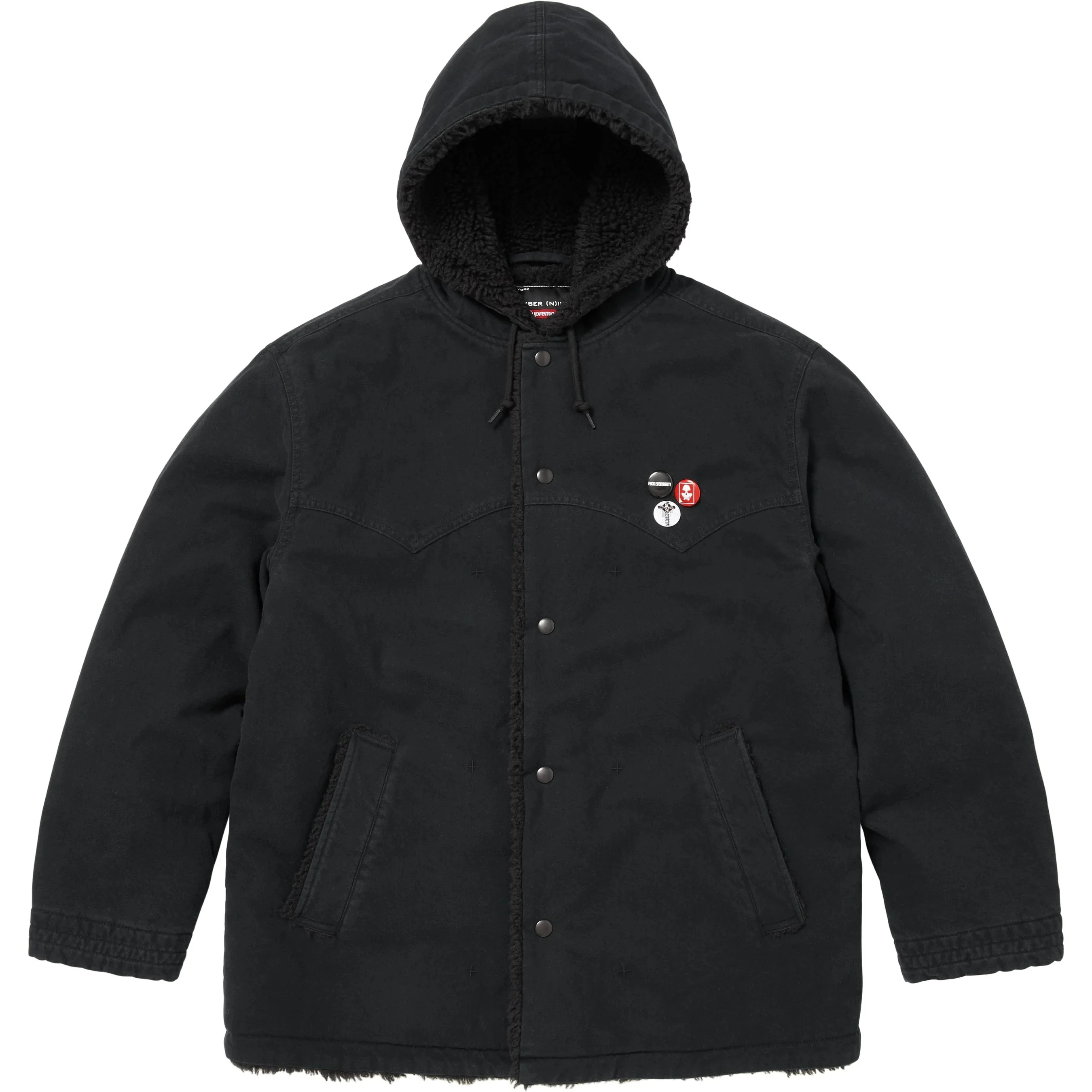 Пальто Supreme × Number(N)ine FW25 WEEK16 Faux Shearling Hooded Coat (черное)