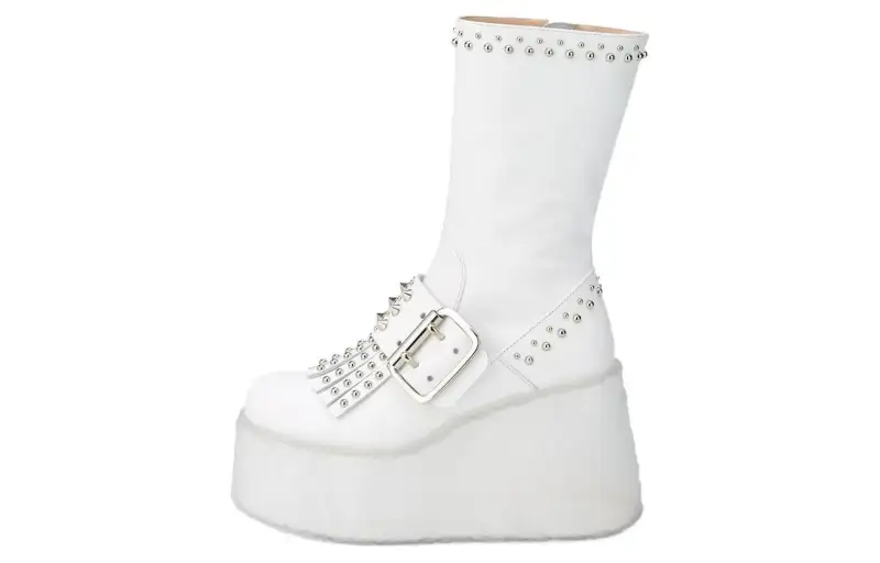AGL Leather Ankle Boots 12cm Women's White