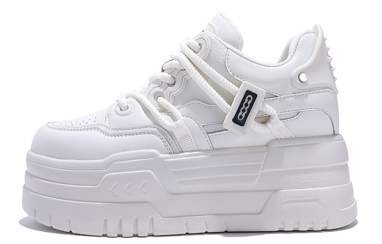 Junjiali two-layer cowhide thick sole, comfortable, versatile, casual, fashionable, height-increasing, low-top, lifestyle shoes, women's style