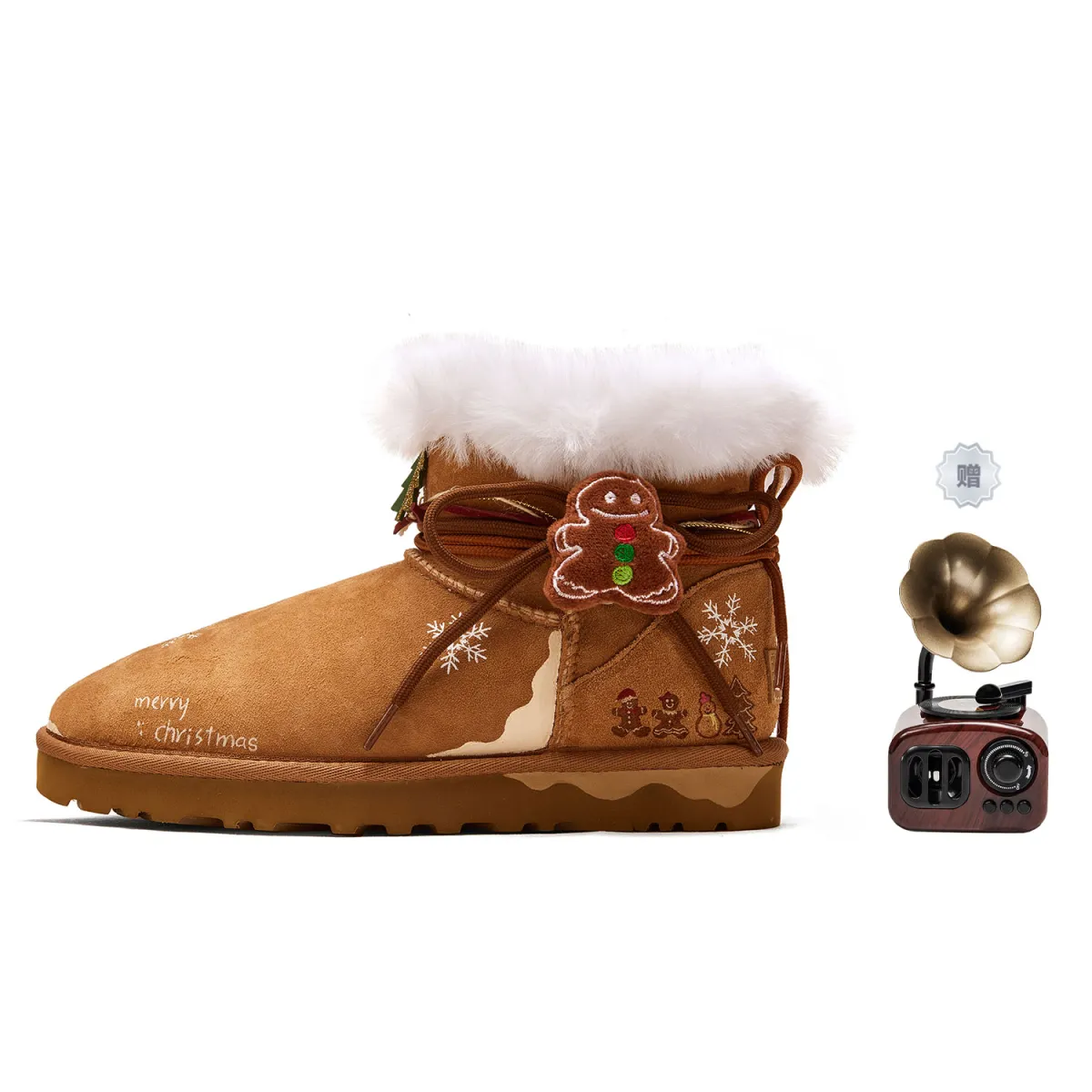 UGG CLASSIC MINI Da Vinci Custom, Winter Letter, Christmas Limited Project, Snowfall Christmas Sheepskin Thermal