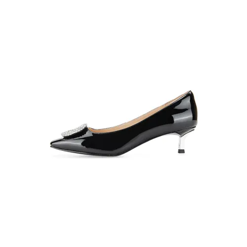 D FUSE SCANDINAVIA Patent Leather Slim Heel High Heels 4.5cm Women's Black